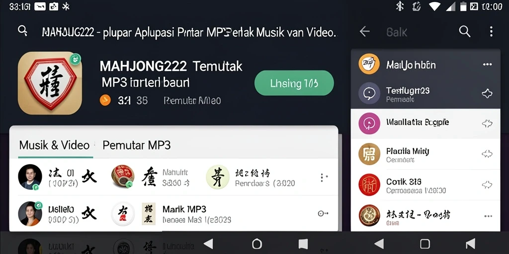 Tampilan utama MAHJONG222 dengan antarmuka Pemutar MP3 yang stylish.