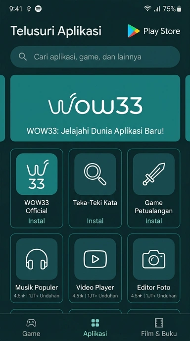 Tampilan katalog aplikasi wow33