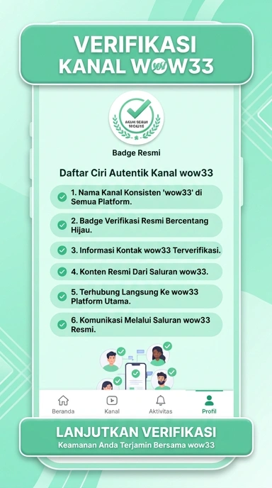 Tampilan kanal resmi wow33